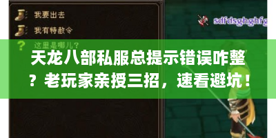 天龙八部私服总提示错误咋整？老玩家亲授三招，速看避坑！
