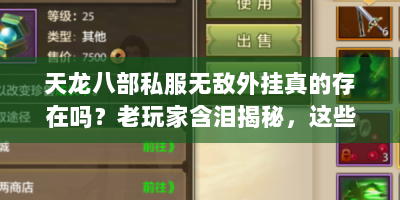 天龙八部私服无敌外挂真的存在吗？老玩家含泪揭秘，这些坑别再踩！