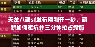天龙八部sf发布网刚开一秒，萌新如何避坑并三分钟抢占新服先机？
