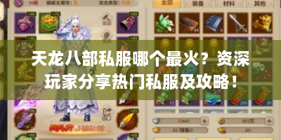 天龙八部私服哪个最火？资深玩家分享热门私服及攻略！