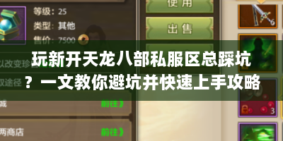 玩新开天龙八部私服区总踩坑？一文教你避坑并快速上手攻略！