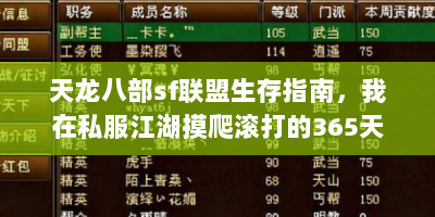 天龙八部sf联盟生存指南，我在私服江湖摸爬滚打的365天