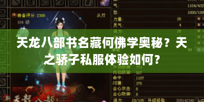 天龙八部书名藏何佛学奥秘？天之骄子私服体验如何？