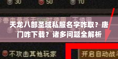 天龙八部圣域私服名字咋取？唐门咋下载？诸多问题全解析