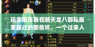 玩家亲历我在新天龙八部私服里踩过的那些坑，一个过来人的血泪史