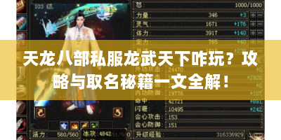 天龙八部私服龙武天下咋玩？攻略与取名秘籍一文全解！