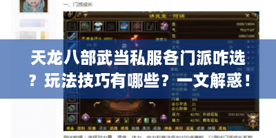 天龙八部武当私服各门派咋选？玩法技巧有哪些？一文解惑！