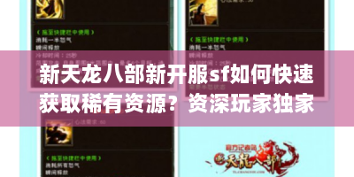 新天龙八部新开服sf如何快速获取稀有资源？资深玩家独家秘籍大公开