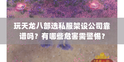 玩天龙八部选私服架设公司靠谱吗？有哪些危害需警惕？