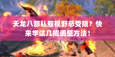 天龙八部私服视野总受限？快来学这几招调整方法！