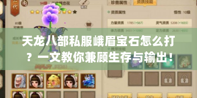天龙八部私服峨眉宝石怎么打？一文教你兼顾生存与输出！
