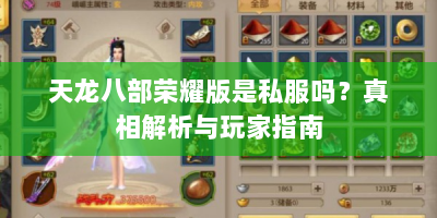 天龙八部荣耀版是私服吗？真相解析与玩家指南