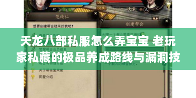 天龙八部私服怎么弄宝宝 老玩家私藏的极品养成路线与漏洞技巧