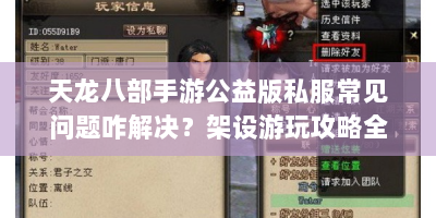 天龙八部手游公益版私服常见问题咋解决？架设游玩攻略全解析