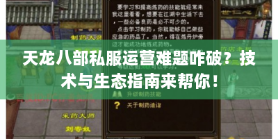 天龙八部私服运营难题咋破？技术与生态指南来帮你！