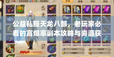 公益私服天龙八部，老玩家必看的高爆率副本攻略与资源获取秘籍