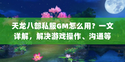 天龙八部私服GM怎么用？一文详解，解决游戏操作、沟通等难题！