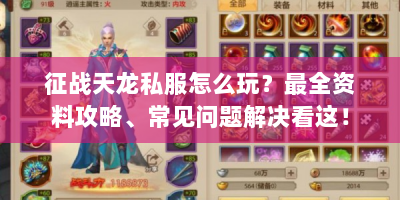 征战天龙私服怎么玩？最全资料攻略、常见问题解决看这！