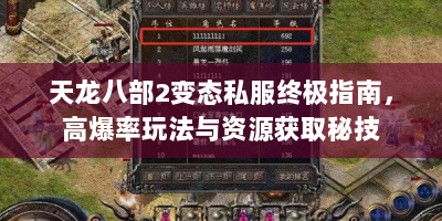 天龙八部2变态私服终极指南，高爆率玩法与资源获取秘技