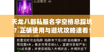 天龙八部私服名字空格总踩坑？正确使用与避坑攻略速看！