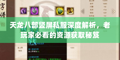 天龙八部竖屏私服深度解析，老玩家必看的资源获取秘笈