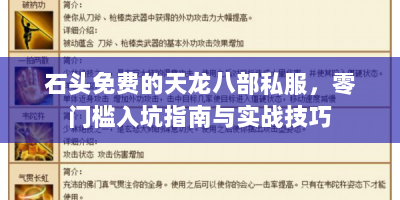 石头免费的天龙八部私服，零门槛入坑指南与实战技巧