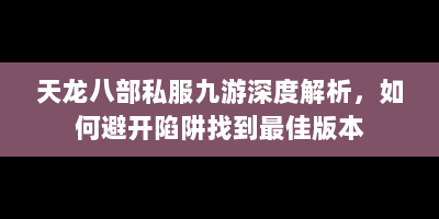 天龙八部私服九游深度解析，如何避开陷阱找到最佳版本