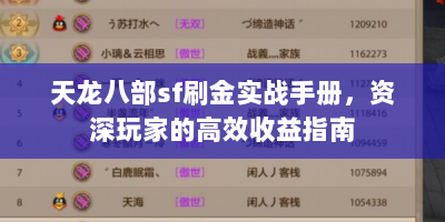 天龙八部sf刷金实战手册，资深玩家的高效收益指南