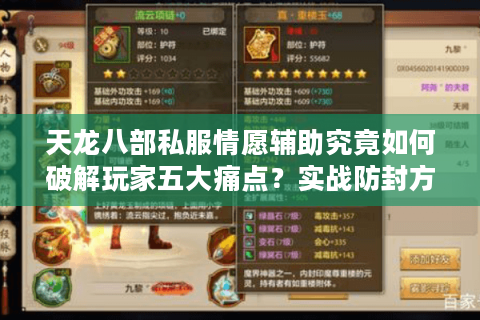 天龙八部私服情愿辅助究竟如何破解玩家五大痛点？实战防封方案解密