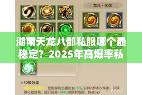 湖南天龙八部私服哪个最稳定？2025年高爆率私服推荐