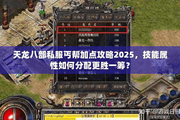 天龙八部私服丐帮加点攻略2025，技能属性如何分配更胜一筹？