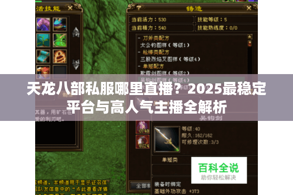 天龙八部私服哪里直播？2025最稳定平台与高人气主播全解析