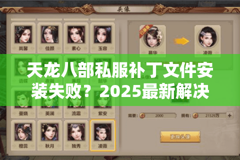 天龙八部私服补丁文件安装失败？2025最新解决方法大全