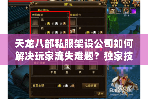 天龙八部私服架设公司如何解决玩家流失难题？独家技术+合规运营解析