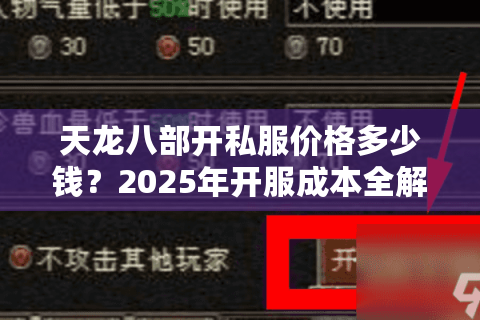 天龙八部开私服价格多少钱？2025年开服成本全解析
