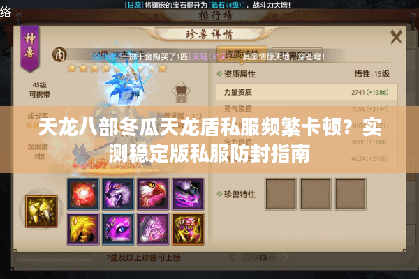 天龙八部冬瓜天龙盾私服频繁卡顿？实测稳定版私服防封指南