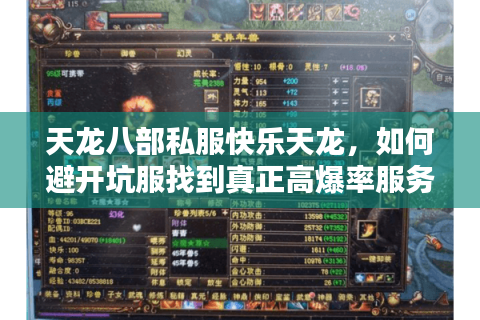 天龙八部私服快乐天龙，如何避开坑服找到真正高爆率服务器？