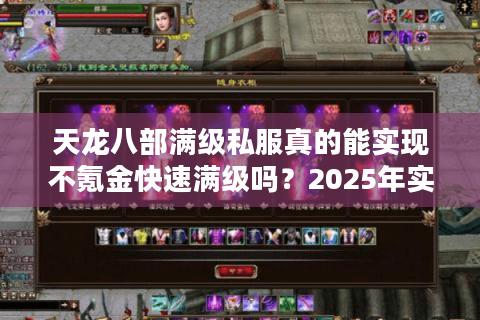 天龙八部满级私服真的能实现不氪金快速满级吗?2025年实测数据揭秘 天龙八部满级私服真的能实现不氪金快速满级吗?2025年实测数据揭秘