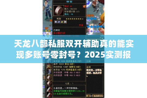 天龙八部私服双开辅助真的能实现多账号零封号？2025实测报告揭秘