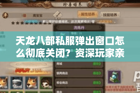 天龙八部私服弹出窗口怎么彻底关闭？资深玩家亲测有效方案