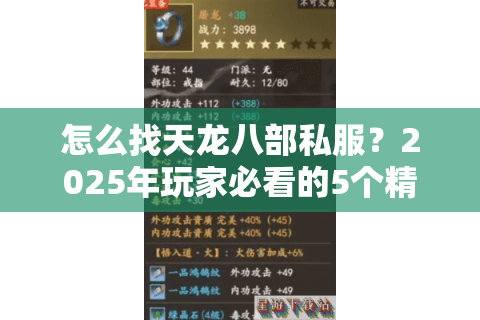 怎么找天龙八部私服？2025年玩家必看的5个精准方法