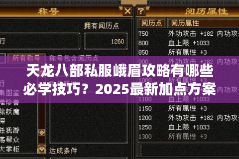 天龙八部私服峨眉攻略有哪些必学技巧?2025最新加点方案实测解析 天龙八部私服峨眉攻略有哪些必学技巧?2025最新加点方案实测解析