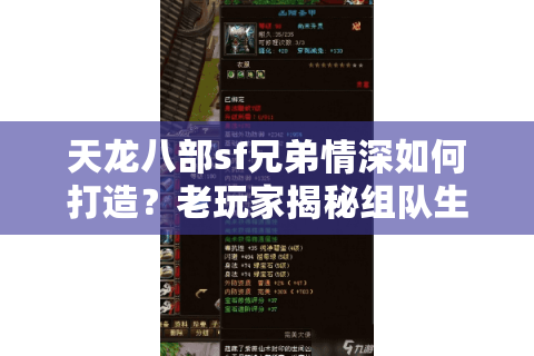 天龙八部sf兄弟情深如何打造？老玩家揭秘组队生存法则