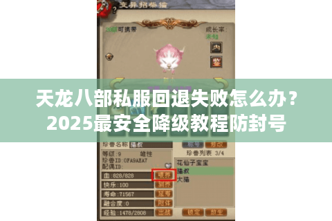 天龙八部私服回退失败怎么办？2025最安全降级教程防封号