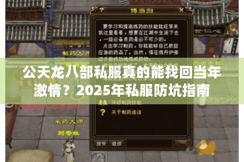 公天龙八部私服真的能找回当年激情？2025年私服防坑指南