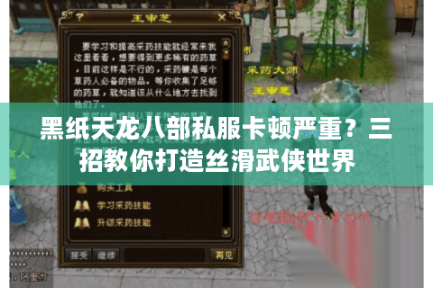 黑纸天龙八部私服卡顿严重?三招教你打造丝滑武侠世界 黑纸天龙八部私服卡顿严重?三招教你打造丝滑武侠世界