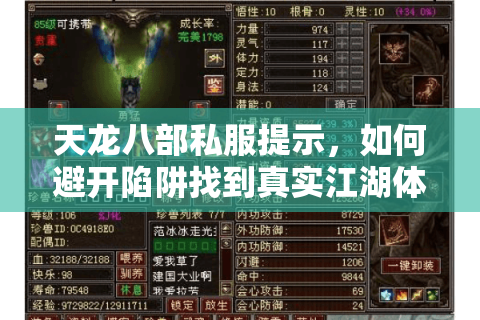 天龙八部私服提示，如何避开陷阱找到真实江湖体验？