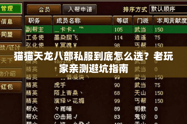 猫猫天龙八部私服到底怎么选？老玩家亲测避坑指南