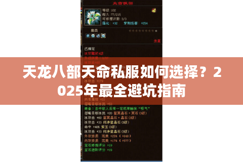 天龙八部天命私服如何选择？2025年最全避坑指南