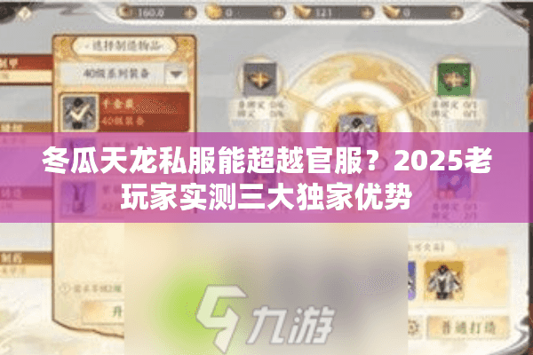 冬瓜天龙私服能超越官服？2025老玩家实测三大独家优势